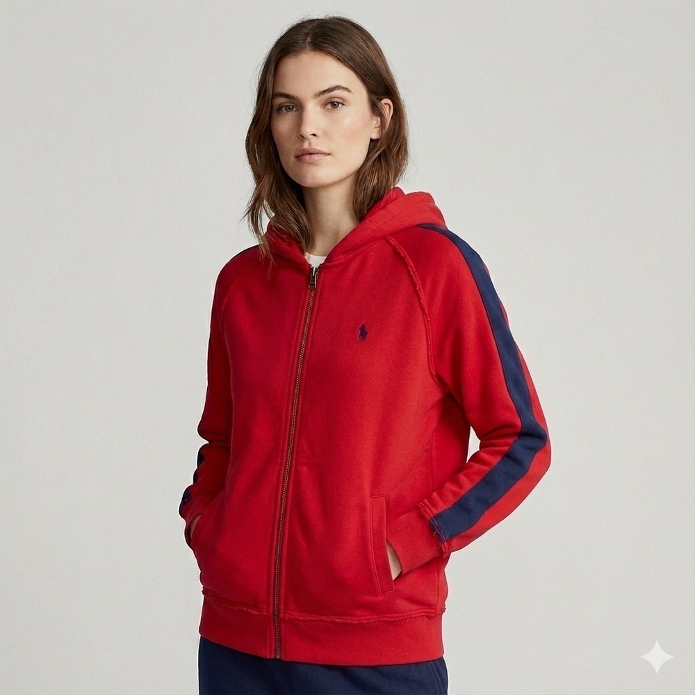 Ralph Lauren Hoodie in Red / Blue - Small